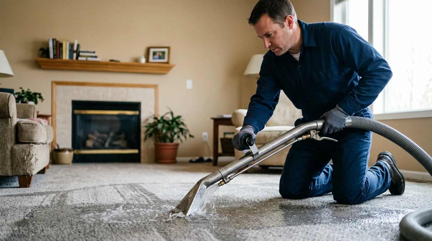 Water damage restoration technician working near Kirkwood, NY